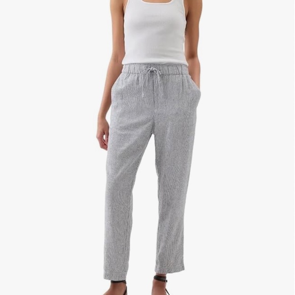 GAP Women's Easy Linen Pants – Navy Stripe, Size M, Coastal Nautical Vibes - Picture 1 of 9